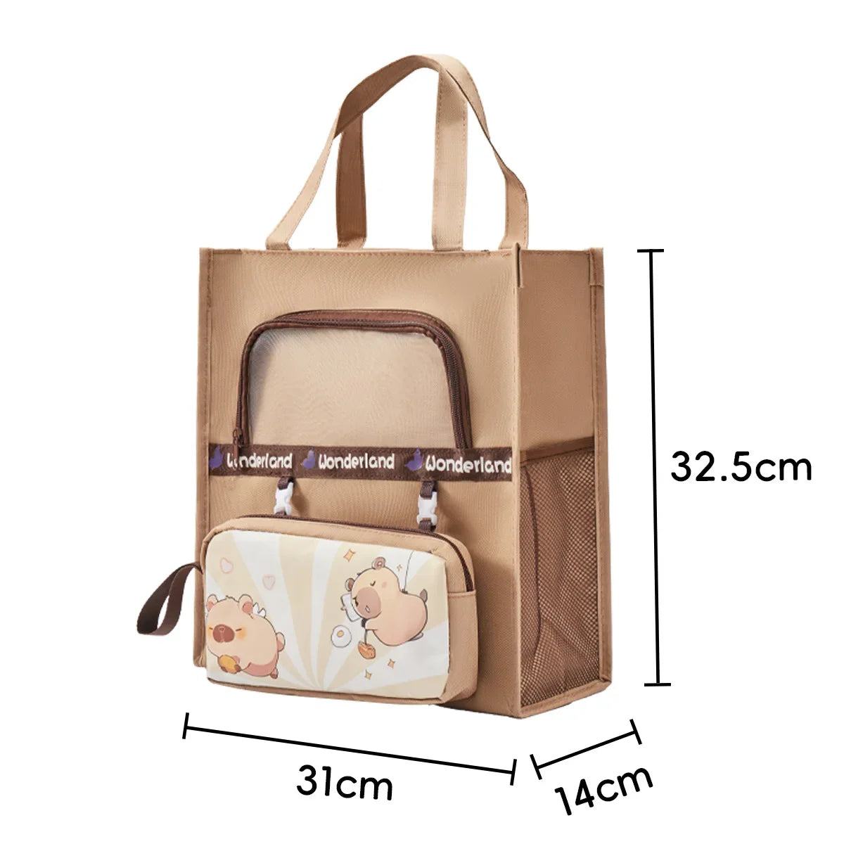 Capybara Tutoring Bag Kawaii School Student's Canvas Storage File Bag Cartoon Printing Large Capacity Tutoring Korean Stationery