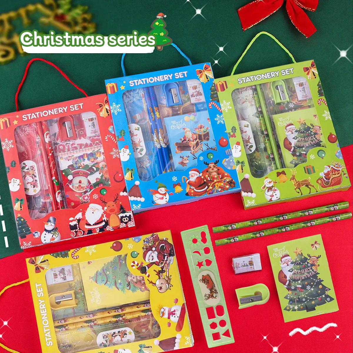 Christmas Gift Stationery Set Gift Box Student Prize Stationery Pencil Eraser 6-Piece Set Christmas New Year Gift