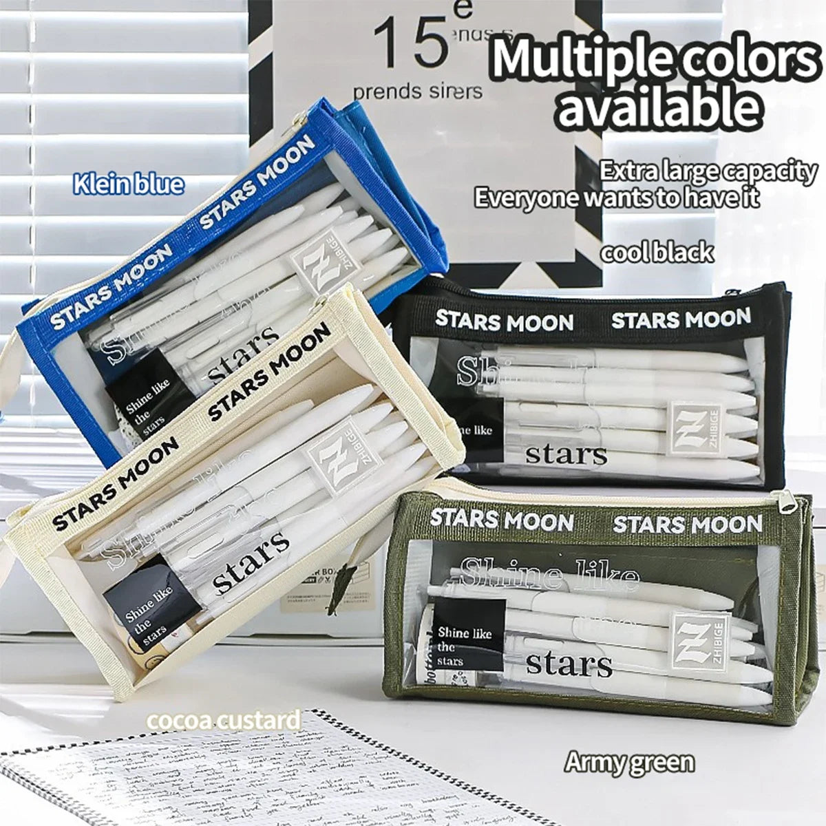 Triangle Transparent Pencil Case Kawaii Korean Stationery Large Capacity Back To School Office Culture and Education Supplies