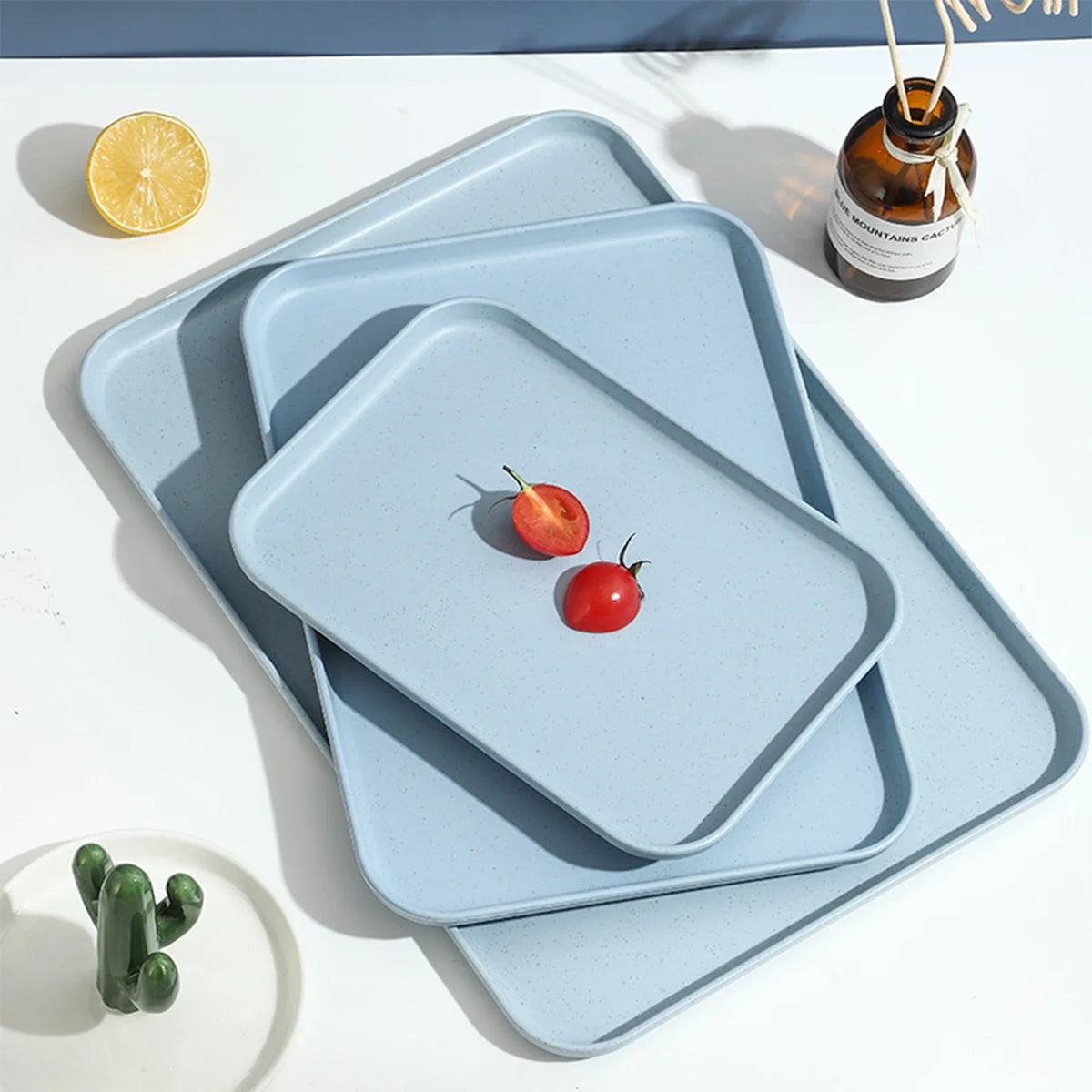 INS Style High Aesthetic Rectangular Tray Restaurant Catering Hotel Household Tea Tray Plastic Tray Living Kitchen Supplies
