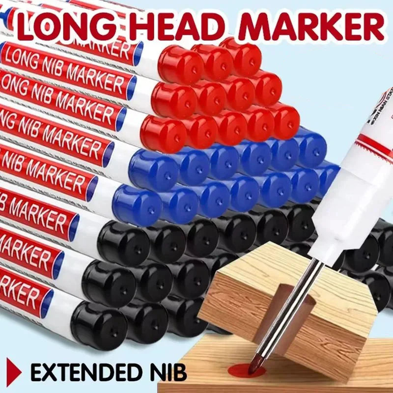 Long Tip Marking Pen 20mm High Visibility Ink, Fast-Drying Permanent with Ergonomic Grip for DIY Craft & All-Surface Woodworking