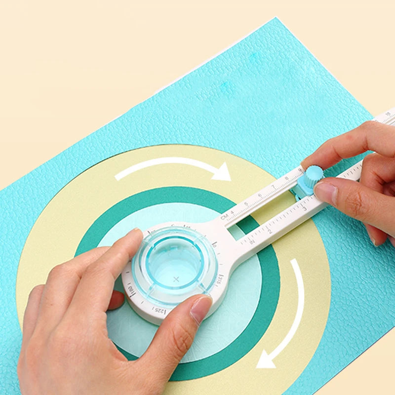 1pc 360 Degree Handmade Round Gauge Cutter, Manual Paper Rotary Cutting Tool,  Cutting Round Diameter 3.14 Inch - 12.59 Inch