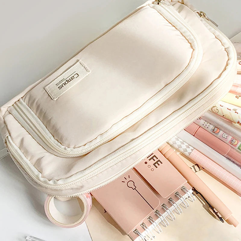 1pc Large-capacity Multi-layer Pencil Case, A Simple Multi-purpose Student Stationery Box And Makeup Storage Bag