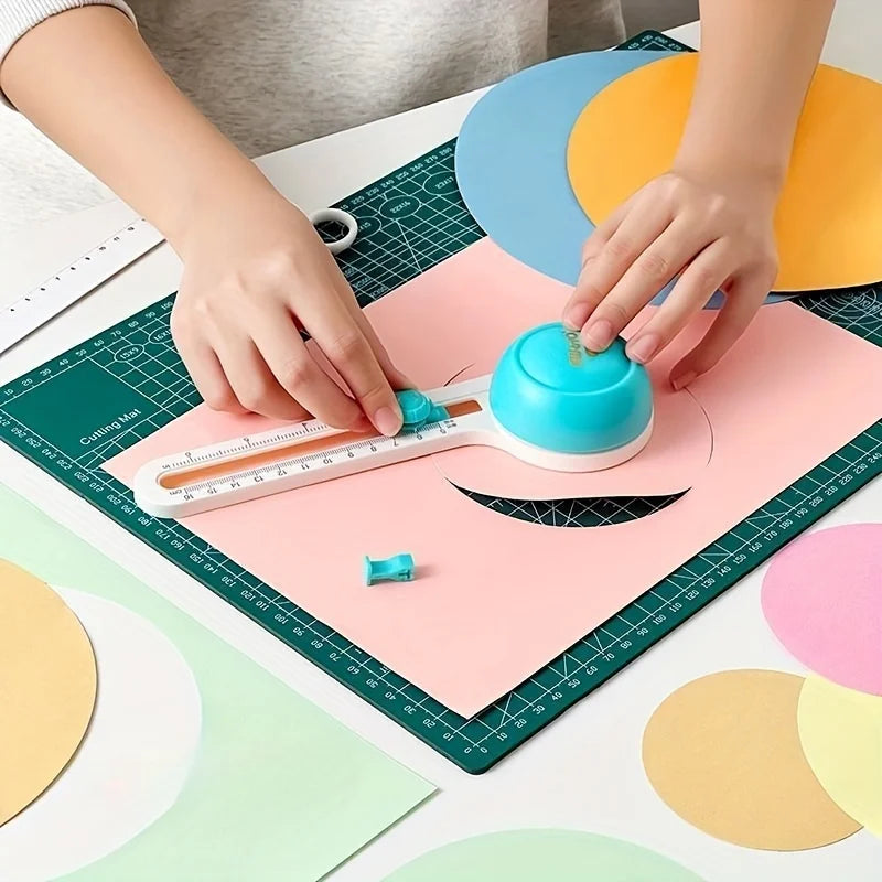 1pc 360° paper cutter, DIY circular paper cutter, cutting diameter 3.94-12.6 inches, 3 replaceable cutting heads