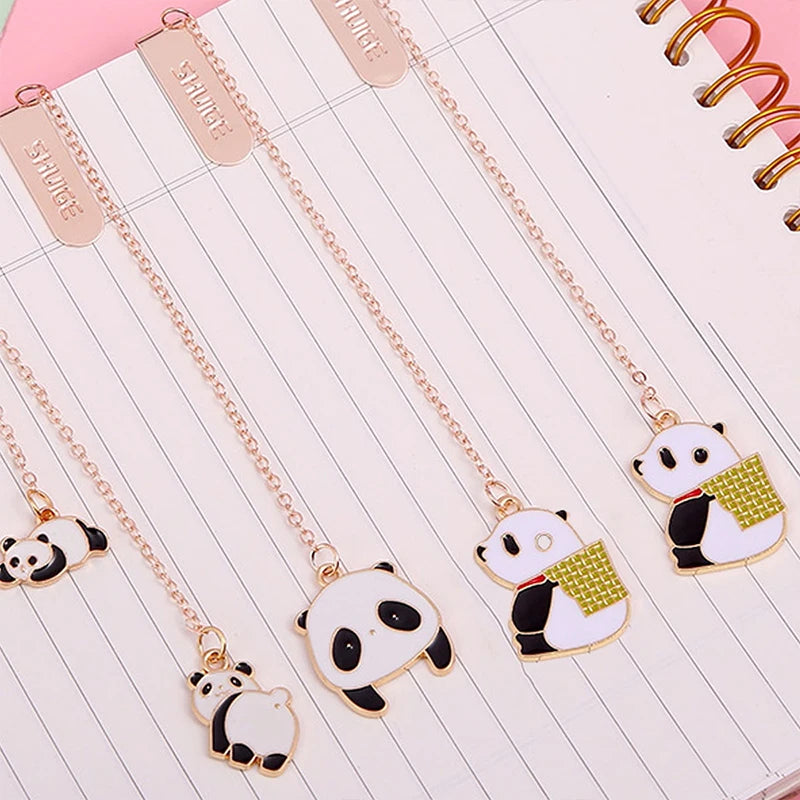 1pc Funny Panda Book Page  Metal Bookmarks Cute Pagination Mark Creative Separator Pages Tags Stationery School Office Supplies