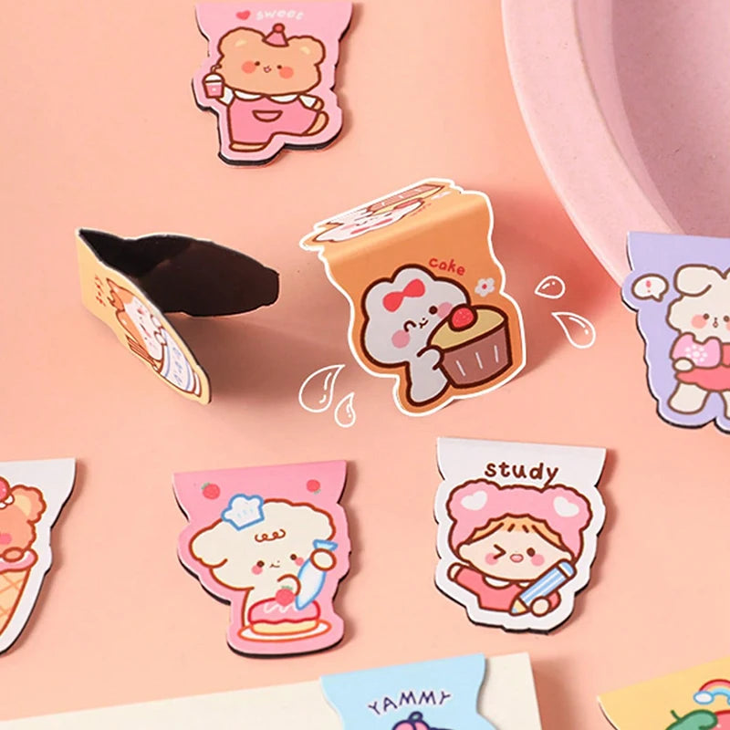 5pcs Cute Cartoon Bear Magnetic Bookmark Paper Clip Kawaii Rabbit Student Stationery Books Marker of Page School Office Supply