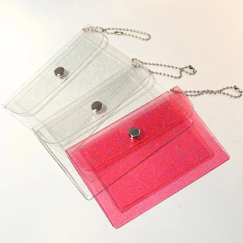 1pc Women Transparent Coin Purse Girls Change Money Pouch Credit Card Holder Wallet PU Female Purses Clutch Bag for Kids Gifts