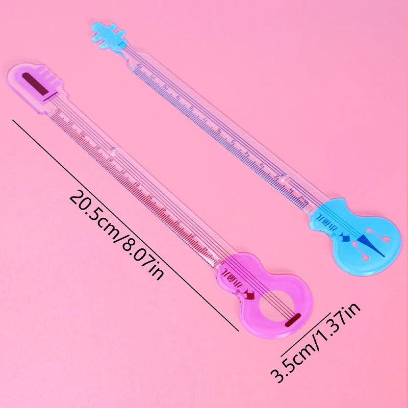 12cm transparent plastic Guitar ruler, simple style, cute portable tool for students, school and office, stationery