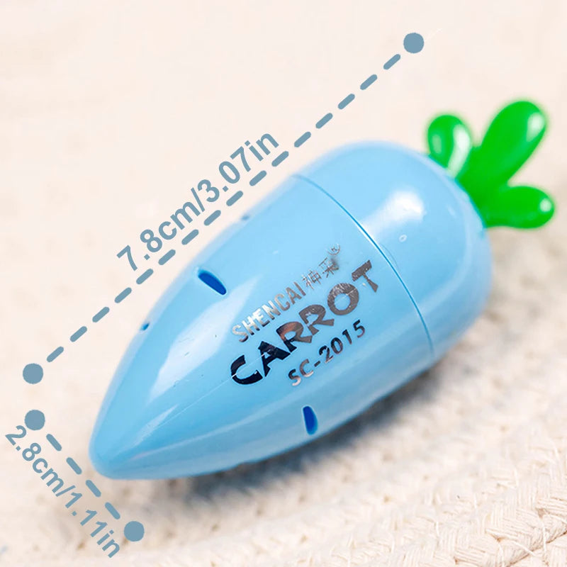 4pcs Manual Pencil Sharpener Colored Handheld Single Hole Carrot Pencil Sharpeners with Lid 4 Color For Kids School Supplies