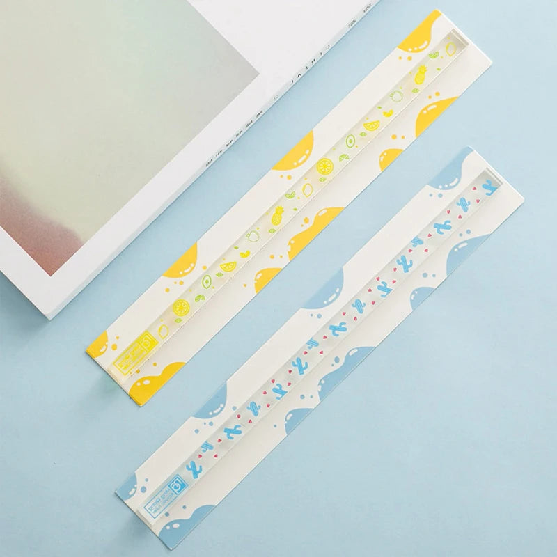 1Pc Kawaii Acrylic Four Sided Ruler Straightedge High Appearance Measuring Ruler Student Protractor