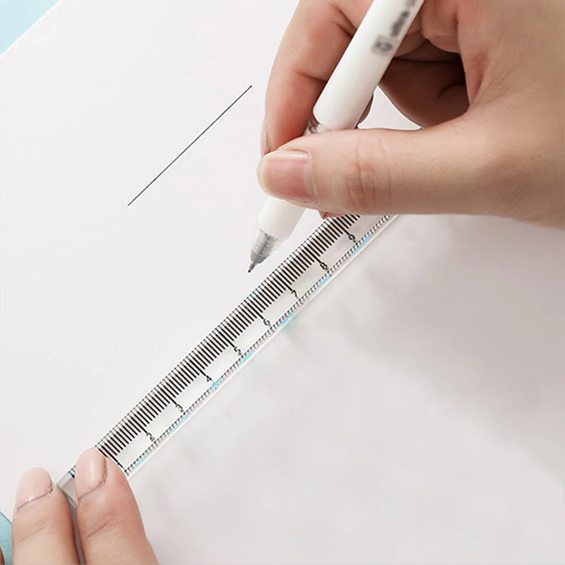 1Pc Kawaii Acrylic Four Sided Ruler Straightedge High Appearance Measuring Ruler Student Protractor