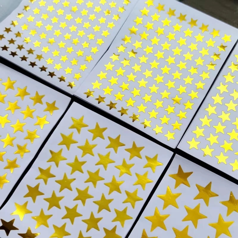 10 Sheets/Pack Of Children'S Gold-Plated Award Glitter Stickers Mother Teacher Praise Label Award Five-Pointed Star Love Sticker