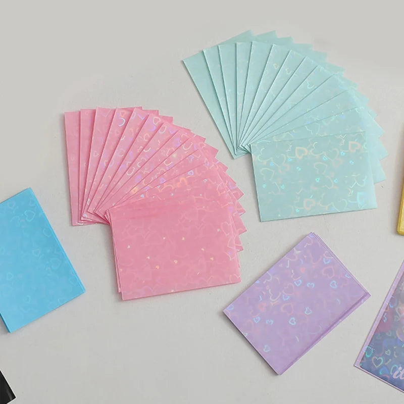 20pcs Kpop Card Sleeves 61x91mm Heart Bling Holder For Holo Postcards Top Load Films Photocard Game Photo Cards Protector