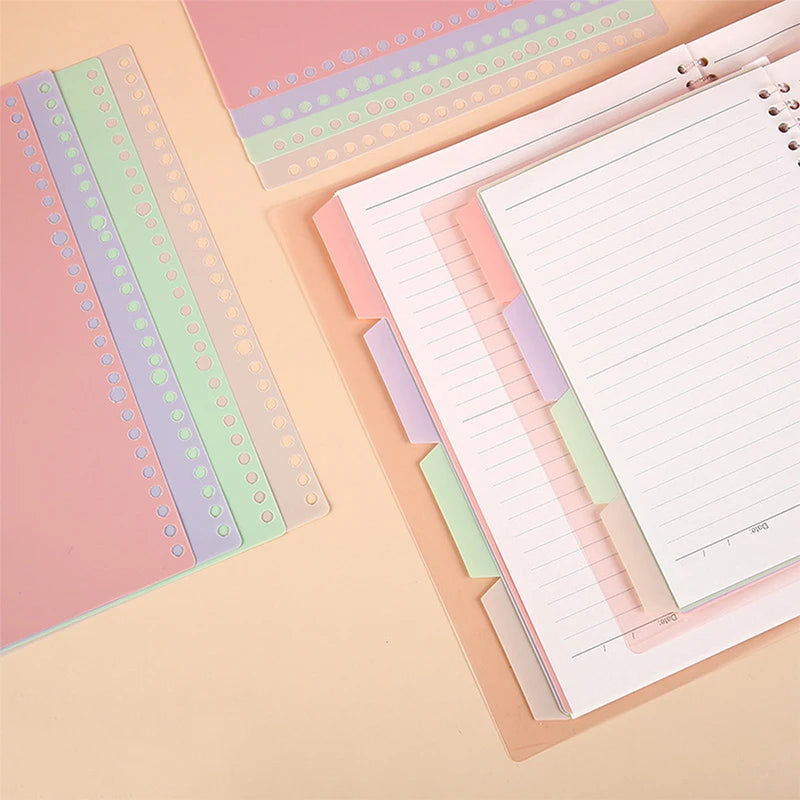 4 Pcs Colorful Separator Sheets A5 File Dividers Paper Dividers Loose Leaf Page Markers Binder Tabs Index Classified Labels