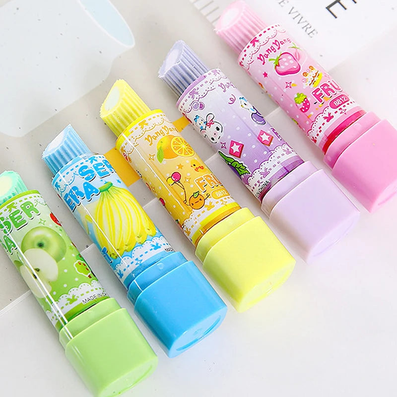1pc Cute Cartoon Lipstick Rubber Creative Novelty Pencil Eraser Stationery