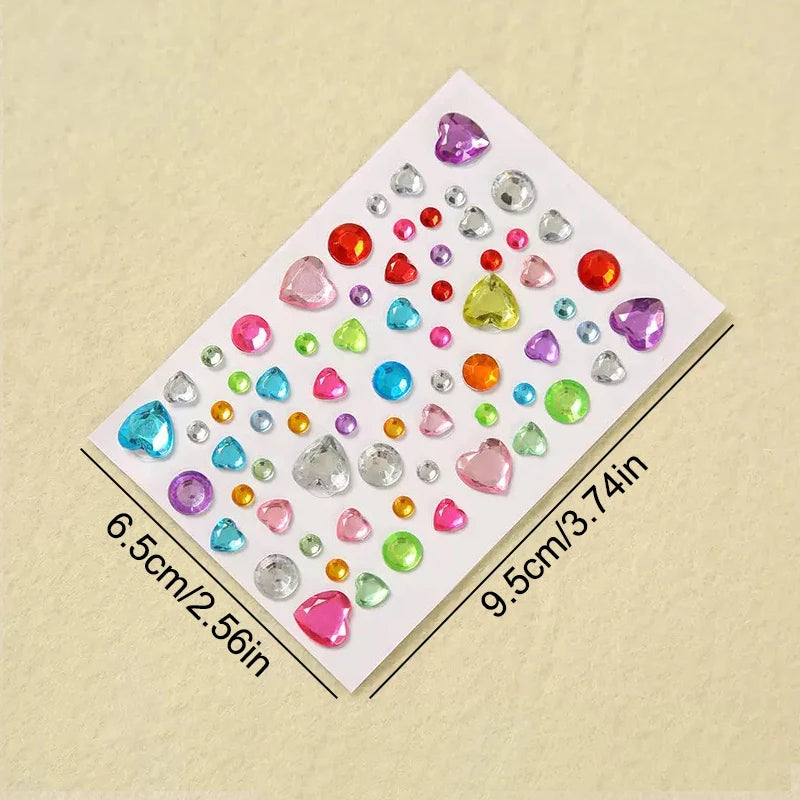 1Pc Mixed Size 3D Heart Love Rotundity Gem Stickers For Kids Diamond Acrylic Crystal Sticker DIY  Rhinestone For Girls
