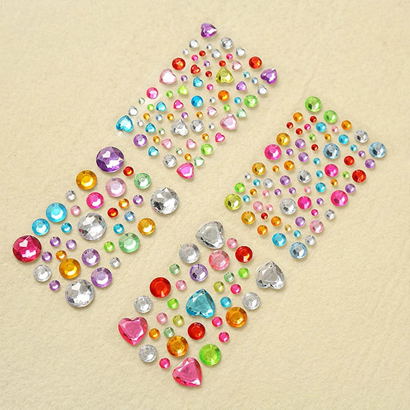 1Pc Mixed Size 3D Heart Love Rotundity Gem Stickers For Kids Diamond Acrylic Crystal Sticker DIY  Rhinestone For Girls