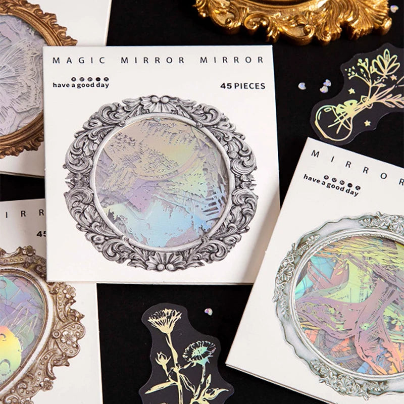 45Pcs Cute Butterfly moon Decorative PVC silver Stickers Scrapbooking diy Label Diary Stationery Album Journal Planner