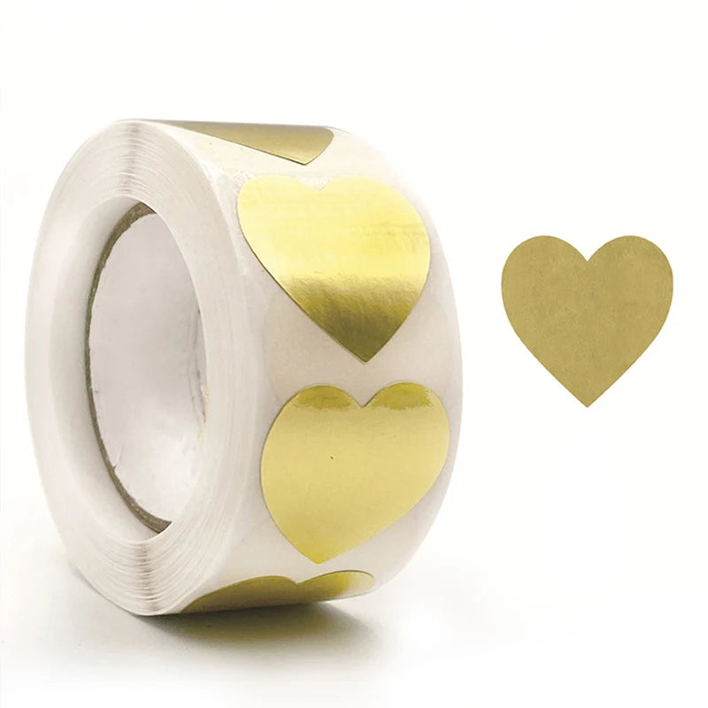 1pc Gold  heart-shaped Sealing Labels Store Candy Cake Packaging Decorative Stickers Holiday Party Gift Box Paper Bag Label