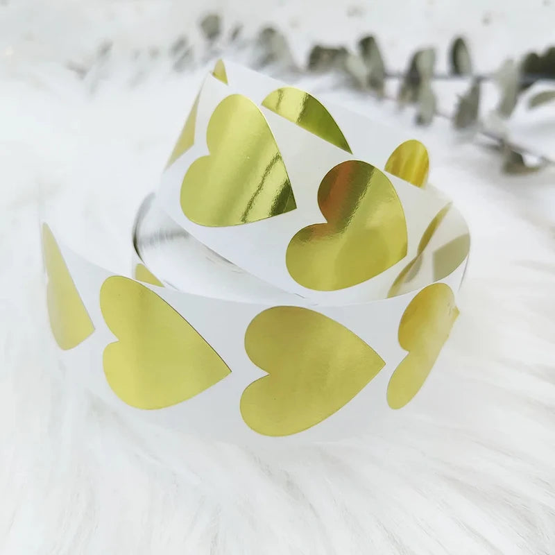 1pc Gold  heart-shaped Sealing Labels Store Candy Cake Packaging Decorative Stickers Holiday Party Gift Box Paper Bag Label