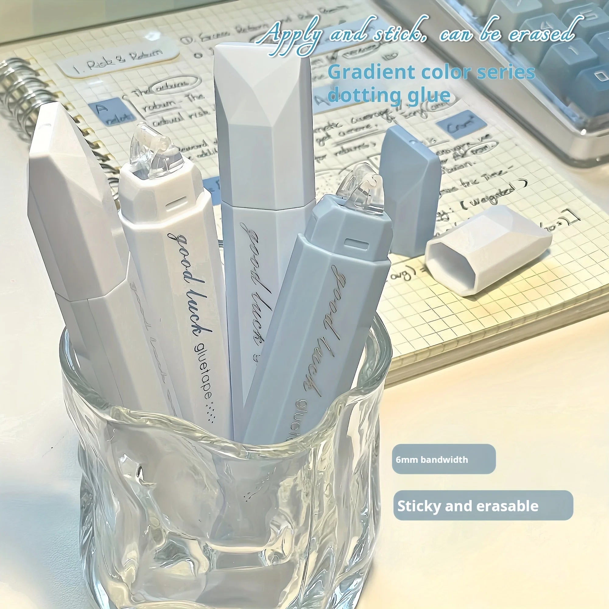 4pcs large-capacity double-sided dispensing pens, seamless adhesive, suitable for scrapbooks and DIY office stationery