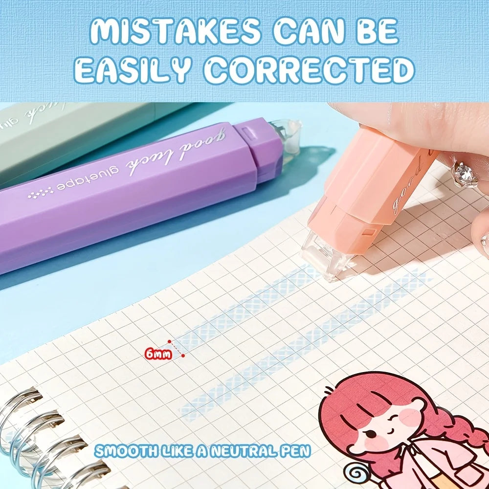 4pcs large-capacity double-sided dispensing pens, seamless adhesive, suitable for scrapbooks and DIY office stationery