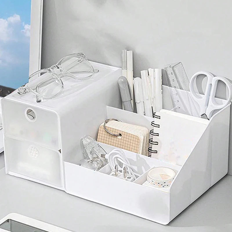 Desktop Cosmetic Storage Box Organizer Drawer Office Storage Rack Stationery Desk Pen Holder Bunny Drawer Organizer Cute Kawaii