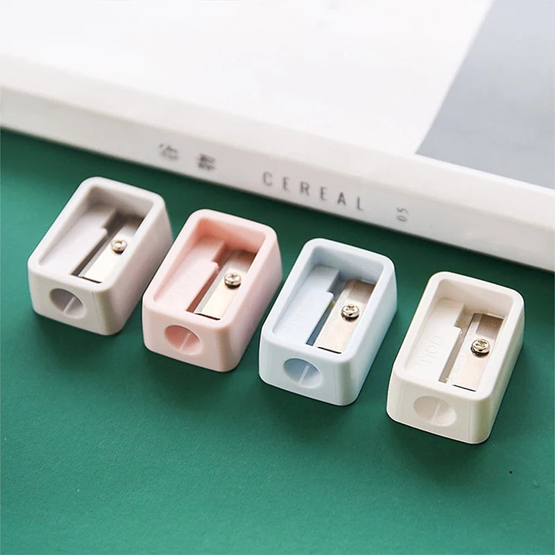 5Pcs Plastic Cute Pencil Mini Sharpeners Candy Color Standard Pencil Cutting Machine Student School Office Stationery