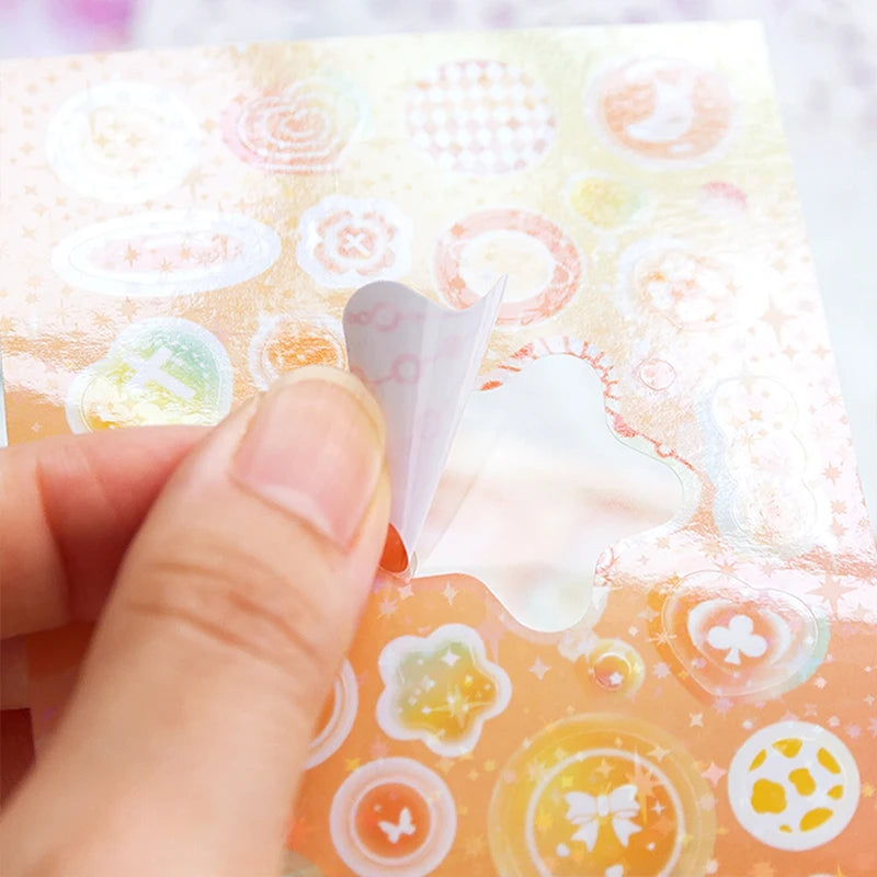 2Pcs PET Bubble Dolphin Deco Sticker DIY Journal Planner Stars Decal Stickers Scrapbooking Stationery Hearts Stickers