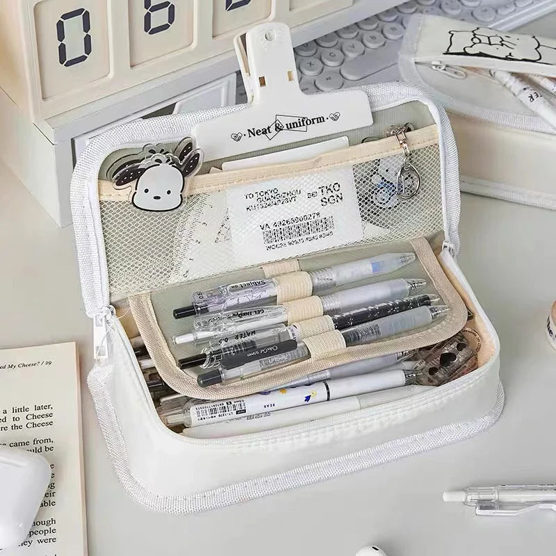 1Pc Animal Print Zipper Pencil Bag Multi-function Stationery Case Cute Storage Bag for Student School Supplies Large-capacity