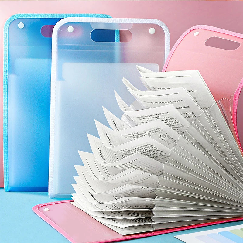 1pc 13 Pocket File Folders Portable A4 Letter Size Macaron Color Accordian Document Organizer for Classroom Office Home Storage