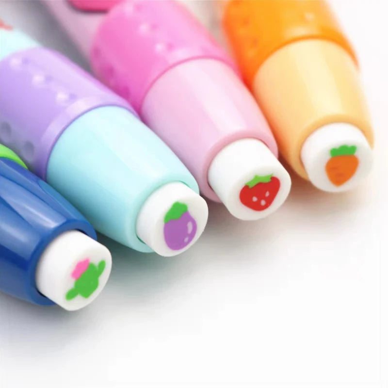 1pc Cartoon vegetables and fruits Push-pull Erasers Student Rubber Writing Drawing Eraser Creative Pencil Eraser School Supplies