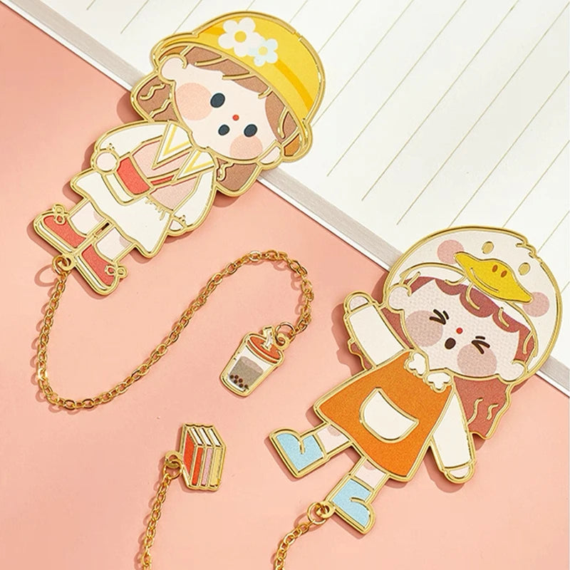 1Pc Metal Pendant Little Girl Series Bookmark Creative Commemorative Gift for Students' Graduation Gift