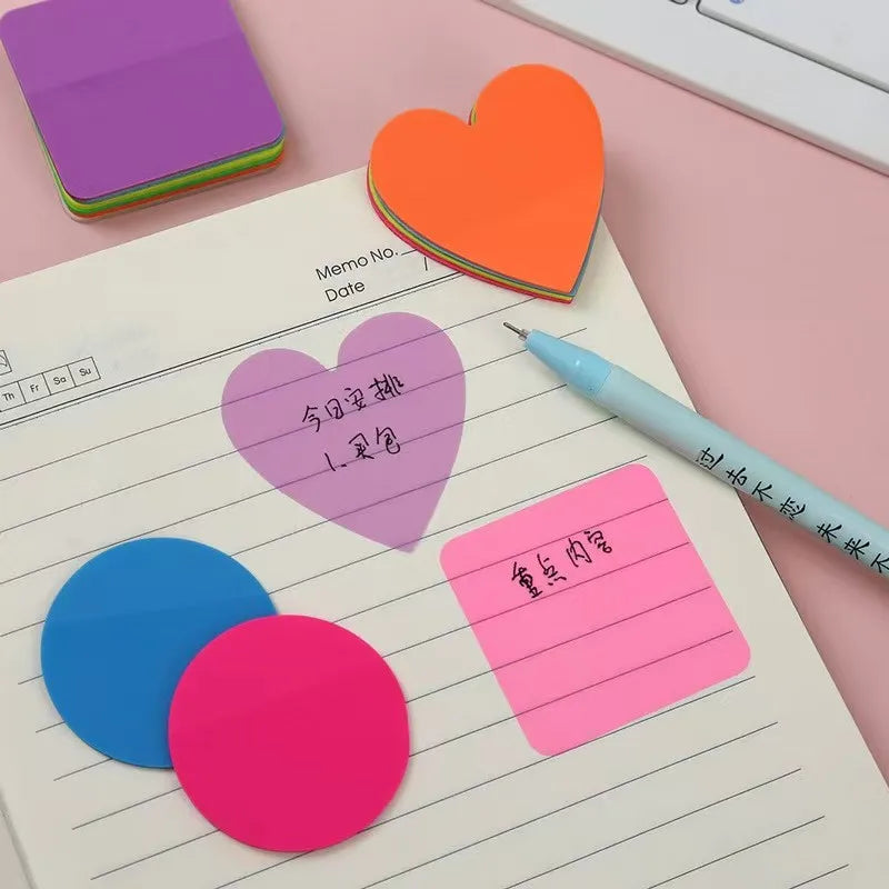 8 Colors 160 Sheets Transparent Sticky Note Memo Pad Scrapes Stickers Waterproof Clear Notepad School Stationery Office Supplies