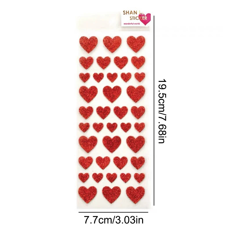 1Pc Laser Heart Stickers Pack Mini Red Love Self-adhesive Marker Notes Decoration for Diary Album Valentine's day