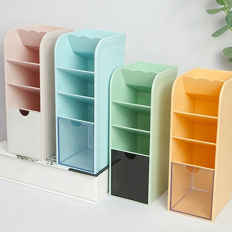 4 layer Macaron Color Oblique Insertion Desktop Organizer Pen Holder Pencil Makeup Brush Storage Box School Stationery