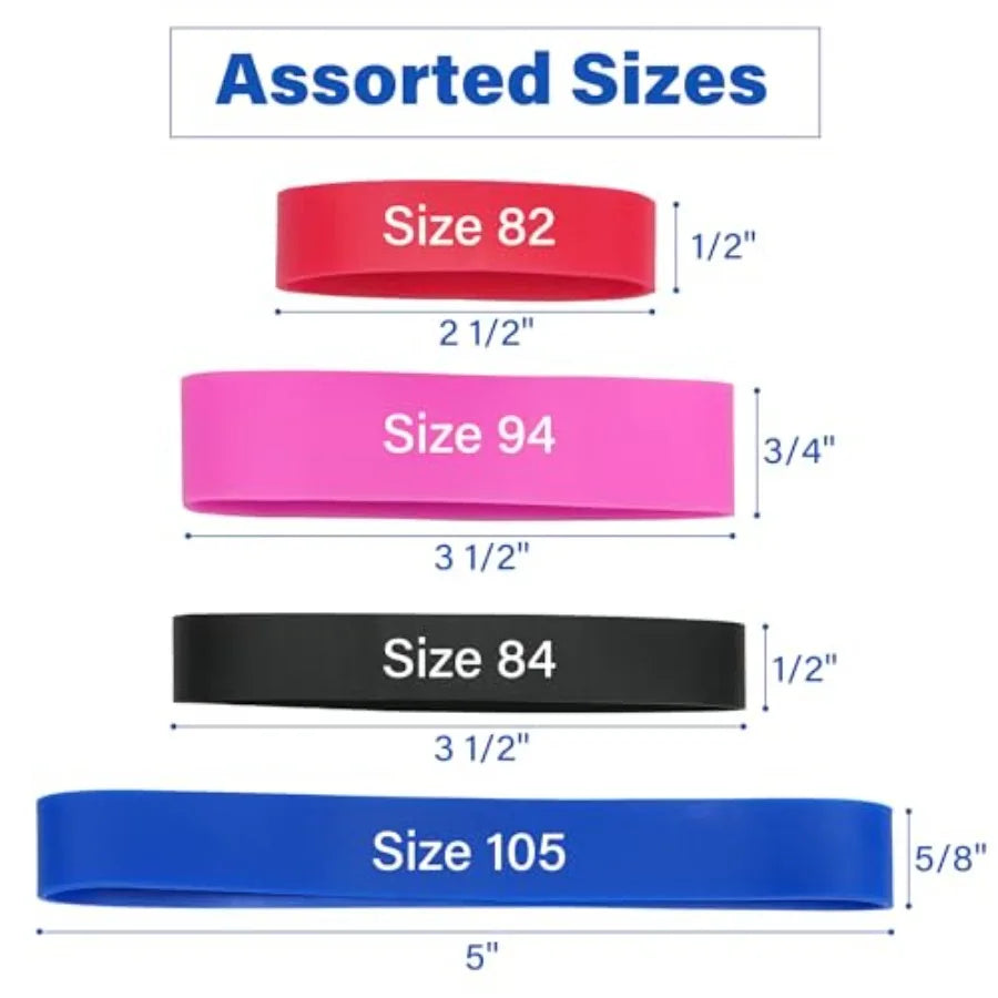 LotFay Rubber Bands Assorted Size 4 Sizes Size84 Size82 Size 94 Size 105 Heavy Duty Colored Rubber Bands for Office Supplies
