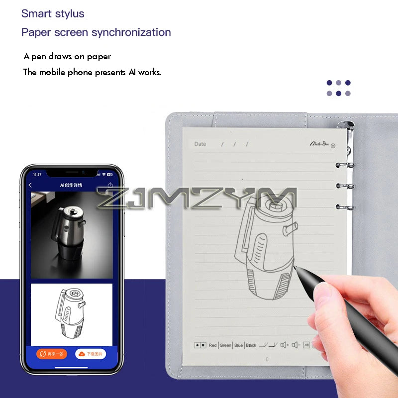 Paper Screen Sync Notebook AI Bluetooth Digital Handwriting Note Book A5 Smart Sync Pen Diary Writing Set
