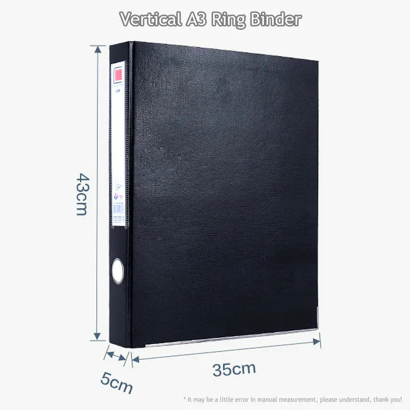 Vertical 4-Rings Binder A3 Folder For Documents A3 File Storage Transparent Binder Sleeves A3 Paper Organizer