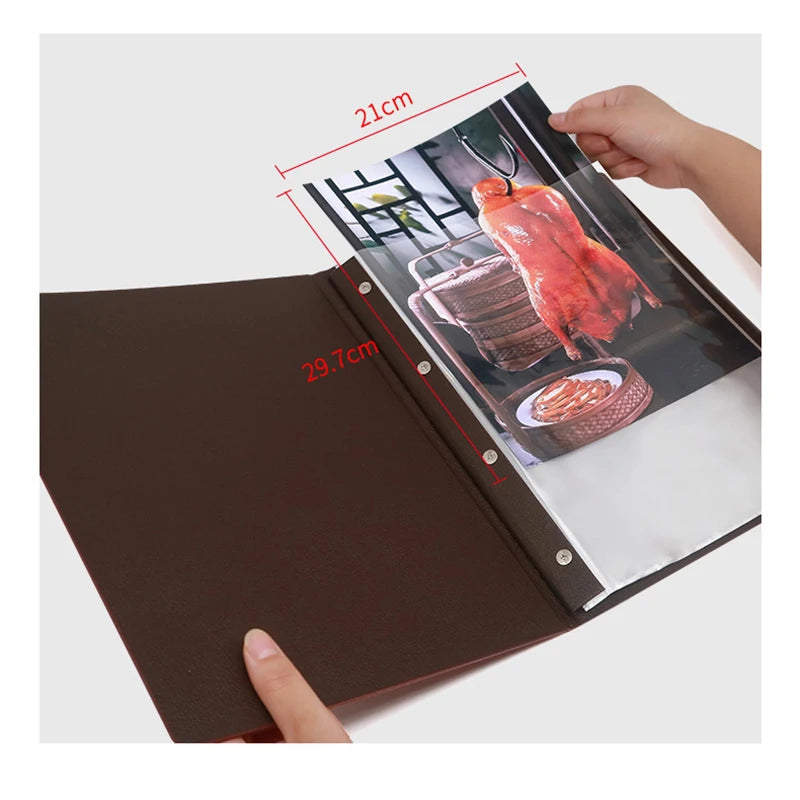 A4 8 Pieces 8 Sheets Blank Cover Menu Price List Holder Book For Restaurant & Salon & Hotel