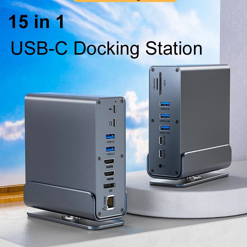 15 in 1 USB-C Docking Station PD 100W Fast Charging Charger/PC Host/USB 2.0/3.0 Hub/HDMI 4K60HZ /PD 4K/60HZ/RJ45 Gigabit Network