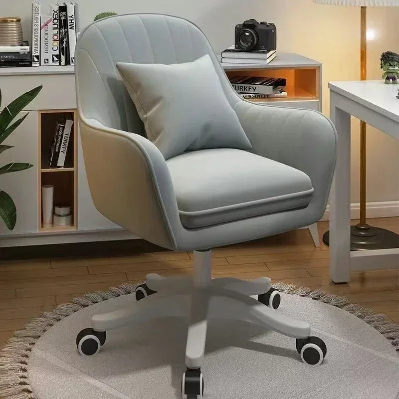 Modern Velvet Home Office Chair Mid-Back Computer Task Chair with Swivel Height Adjustment Tufted Upholstered Office Task Chair