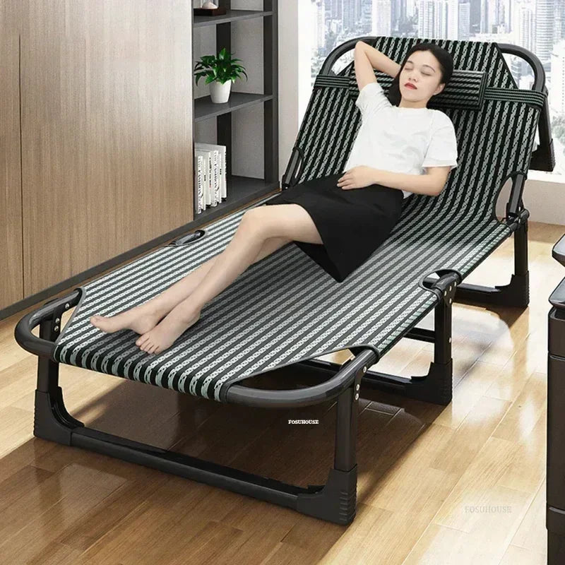 Modern Metal Folding Bed For Camping Portable Small Flat Beds With Pillows Luxury Design Folding Beds For Office
