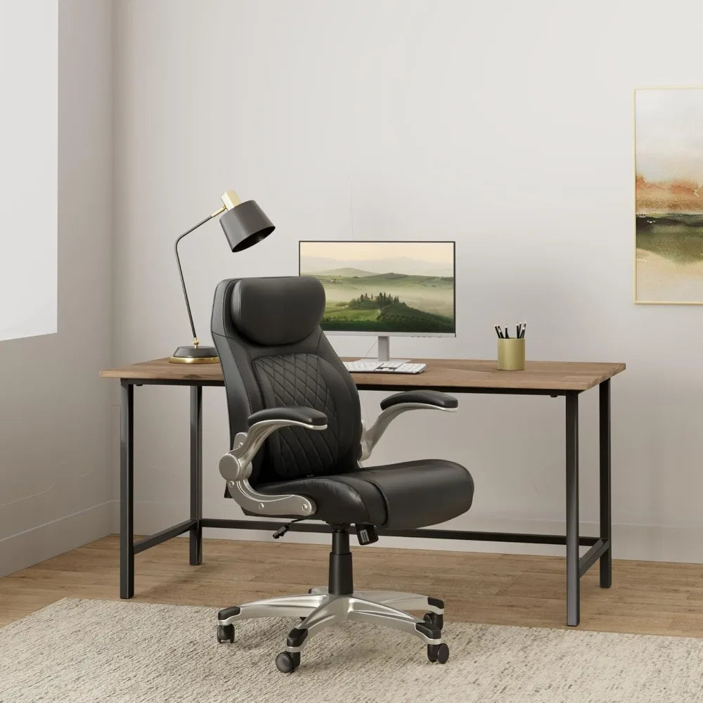 Ergonomic PU Leather Office Chair with Lumbar Support and Adjustable Armrests: Modern Executive Chair