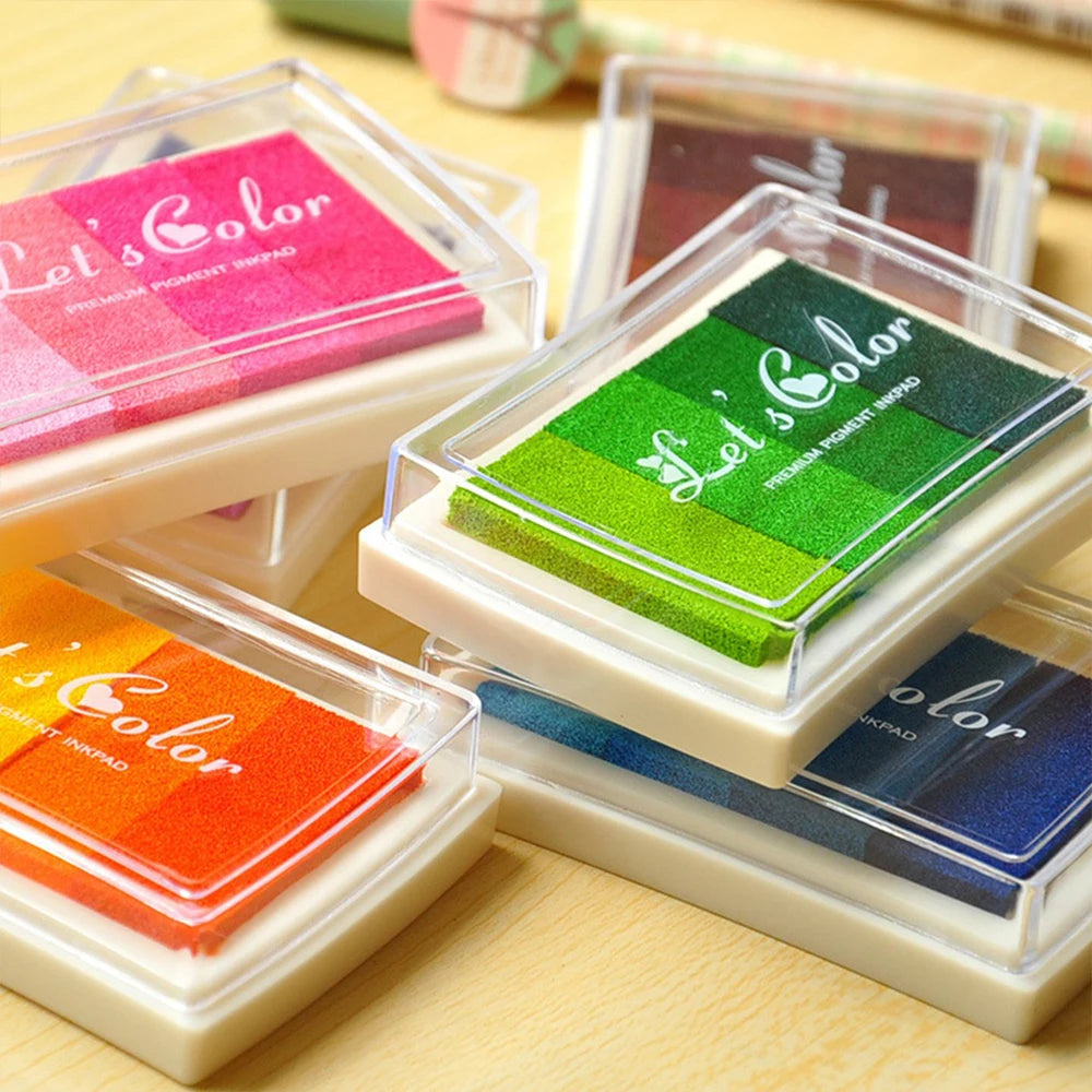 DIY Ink Pad Set Gradient Color Creative Rubber Stamp Hand Account Photo Album Scrapbook Paper Decoration School Stationery