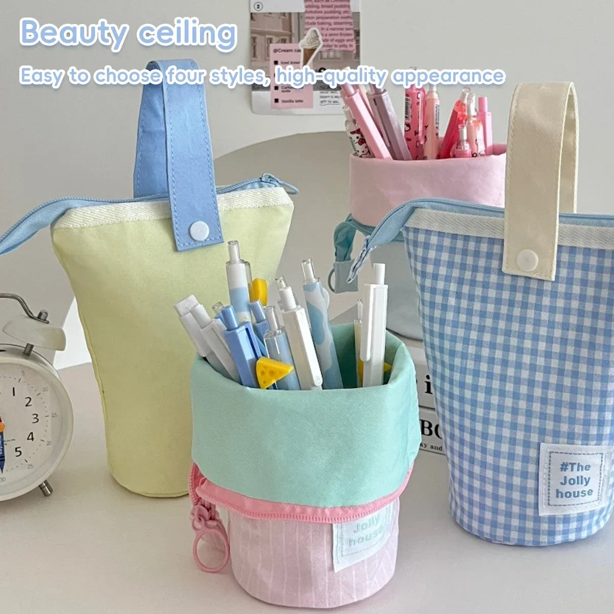 1PCS Kawaii Pencil Bag Simple and High-value Korean Stationery Standing Stationery Bag Student-friendly Office Cultural Supplies