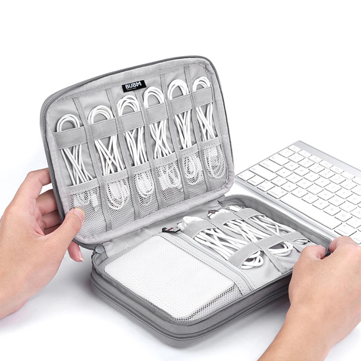Data Cable Storage Bag Power Bank U-disk Earphones Multiple Compartments Double Layer Storage Bag Portable Convenient Travel Bag