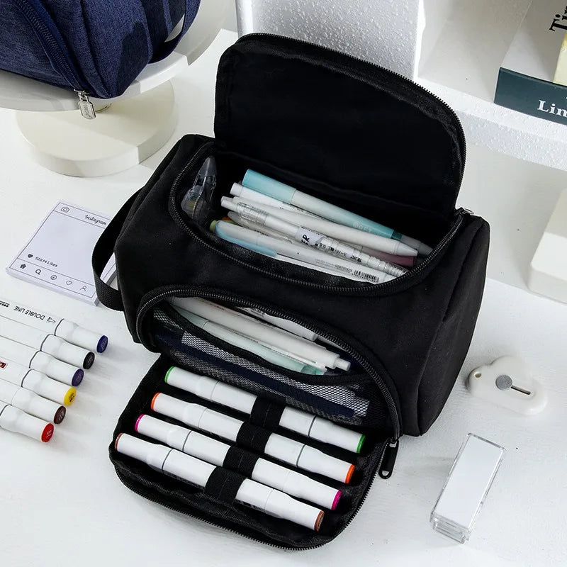 Multifunctional Pencil Case with Large Capacity Waterproof and Wear-resistant Oxford Cloth Students School Stationery Bag