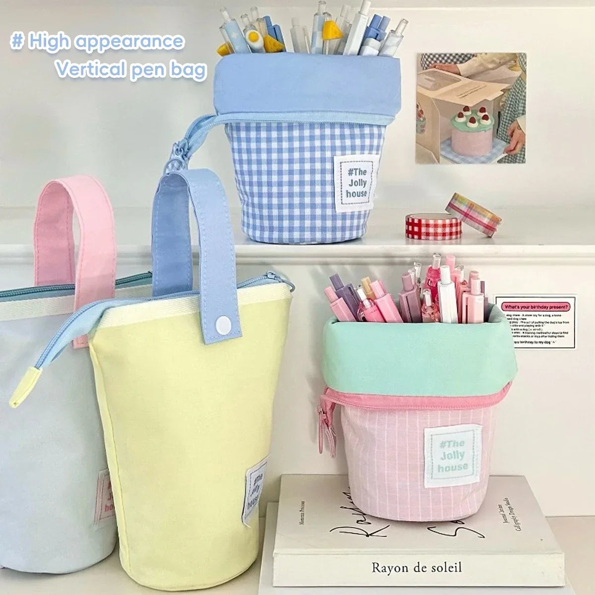 1PCS Kawaii Pencil Bag Simple and High-value Korean Stationery Standing Stationery Bag Student-friendly Office Cultural Supplies