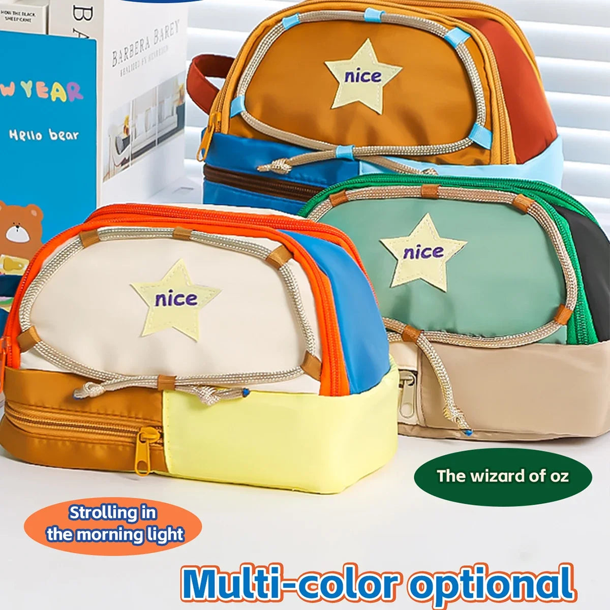 Professional Pencil Case with 8 Compartments Tent Bag Thickened Waterproof Stationery Storage with Keychain (Large Capacity)